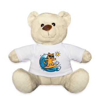 Sun Surfer Cat - Teddy Bear - white - Front