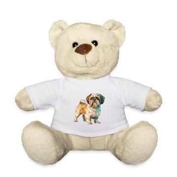 Shih Tzu - Cool Low Poly Logo - Teddy Bear - white - Front