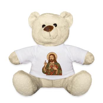 Christmas Patchwork Jesus - Teddy Bear - white - Front