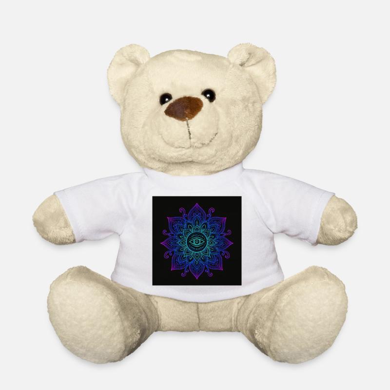 Auge im Neon Mandala - Teddy - Weiß