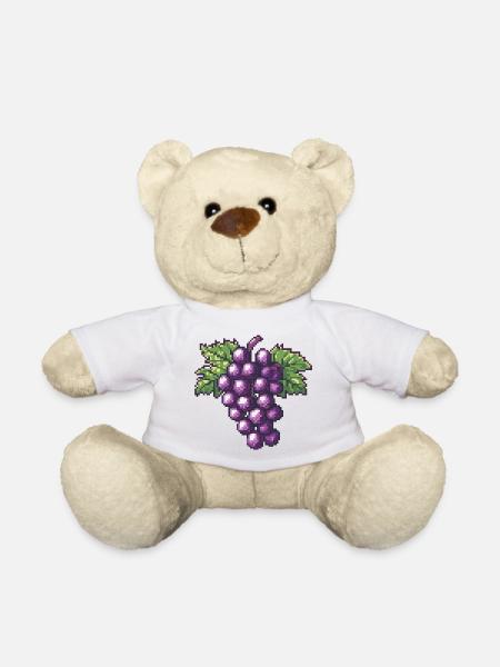 Violette Pixeltrauben - Teddy - Weiß
