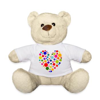 Colorful Circle Heart Pattern - Teddy Bear - white - Front