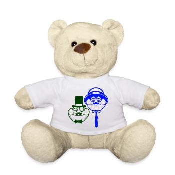 2 Frogs Sir Lunettes Empire Monocle Homme Chapeau Haut de forme - Nounours - blanc - Devant