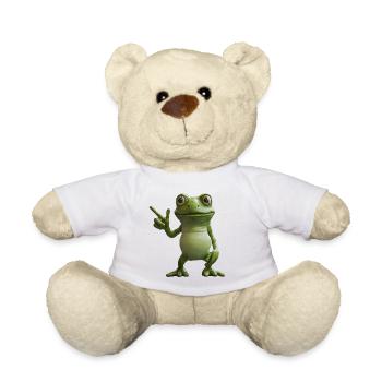 Frosch Peace Sign Motiv, Richtungsweiser - Teddy - Weiß - Vorne