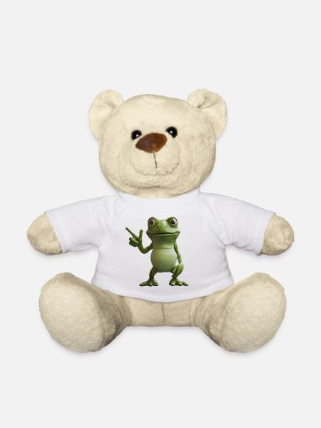 Frosch Peace Sign Motiv, Richtungsweiser - Teddy - Weiß