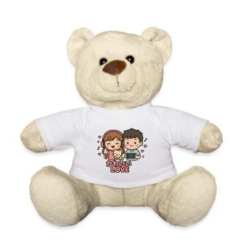 Kawaii Liebespaar mit Katze und Gaming - Teddy - Weiß - Vorne
