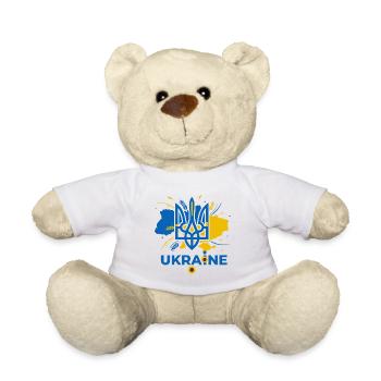 Blauer Dreizack Ukraine Emblem - Teddy - Weiß - Vorne