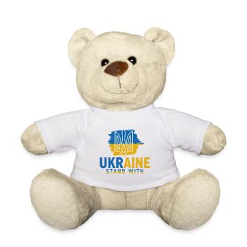 Porte-emblème du drapeau de l’Ukraine avec - Nounours - blanc - Devant