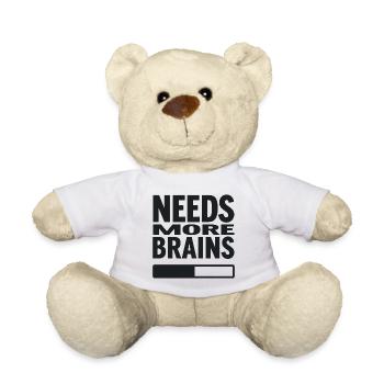 Needs More Brains - Citation amusante d’Halloween - Nounours - blanc - Devant