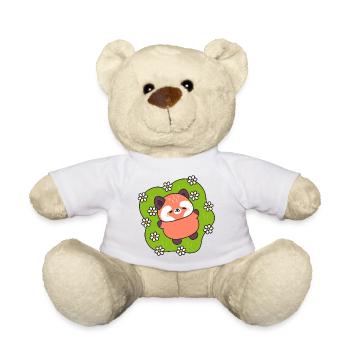 Happy Panda on Daisy Meadow - Teddy Bear - white - Front