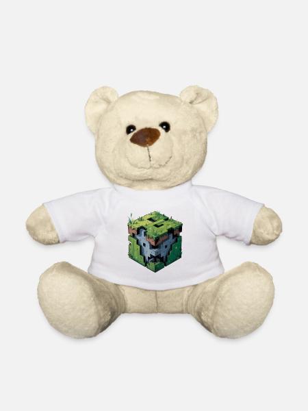 Dirt Block – Cooles Low-Poly-Logo - Teddy - Weiß