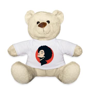 Afro African Queen Soul Sister Disco Jazz Portrait - Teddy Bear - white - Front