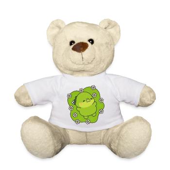 Little Green Floral Creature - Teddy Bear - white - Front