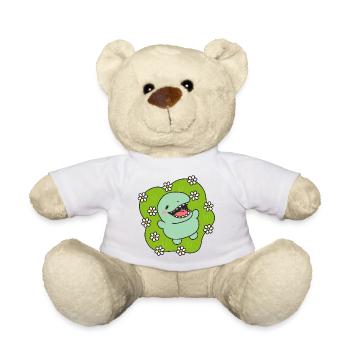 Happy Dinosaur in Spring - Teddy Bear - white - Front