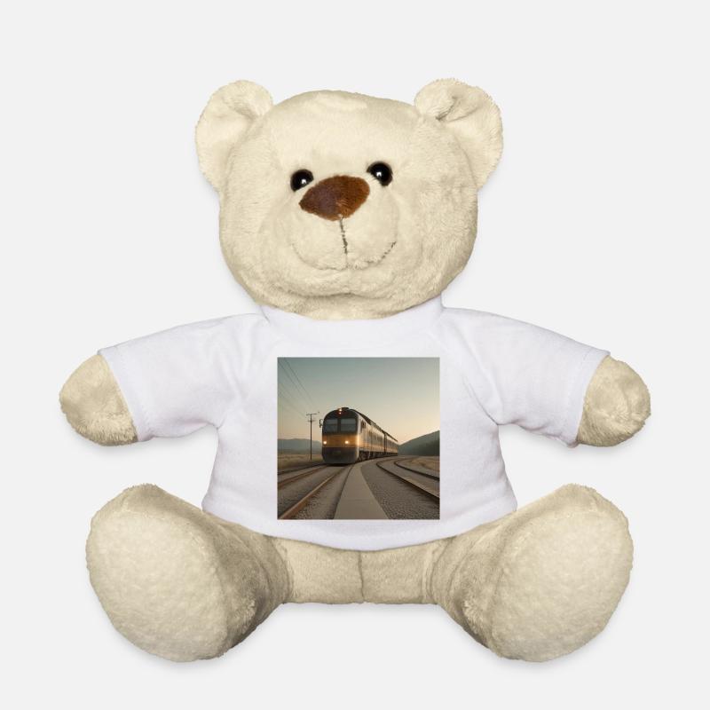 Trainieren Sie in der Abenddämmerung auf den Gleisen - Teddy - Weiß