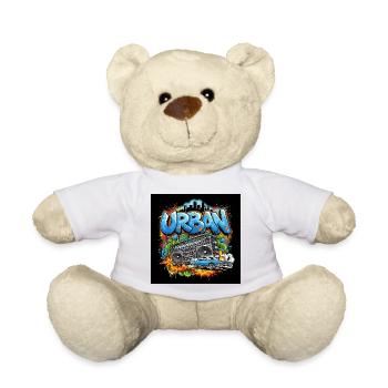 Urbanes Graffiti mit Ghettoblaster und Auto - Teddy - Weiß - Vorne