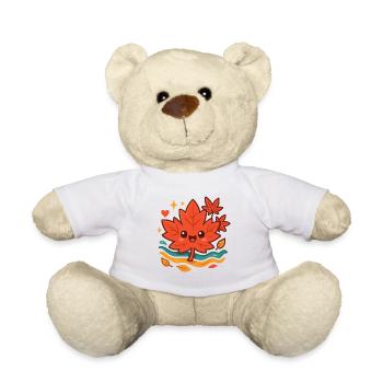 Cuddly Autumn Leaf Smile - Teddy Bear - white - Front