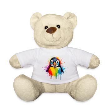 Rainbow Penguin Splash Art - Teddy Bear - white - Front