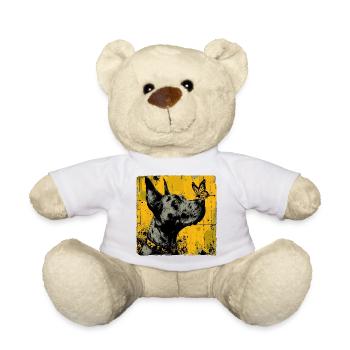 Drôle de dogue allemand et de papillon - Nounours - blanc - Devant