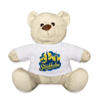 Stockholm Yellow Blue Capital Sweden Gift - Teddy Bear - white - Front