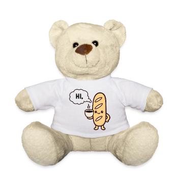 Baguette Café Mascotte Chaleureuse - Nounours - blanc - Devant