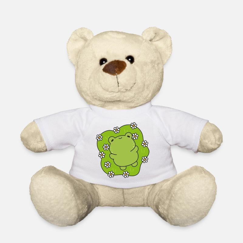Kawaii-Frosch mit einem blumigen Herz - Teddy - Weiß