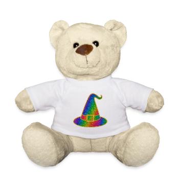 Halloween-Regenbogen Glitzer Hexenhut - Teddy - Weiß - Vorne