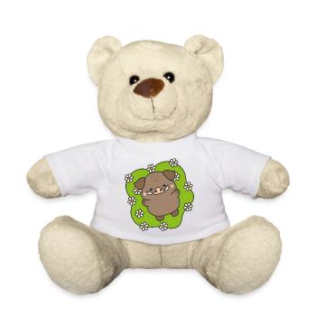 Cochon joyeux parmi les pâquerettes - Nounours - blanc - Devant