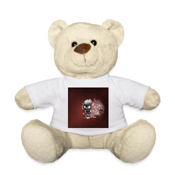Naughty cat on red bike - Teddy Bear - white - Front