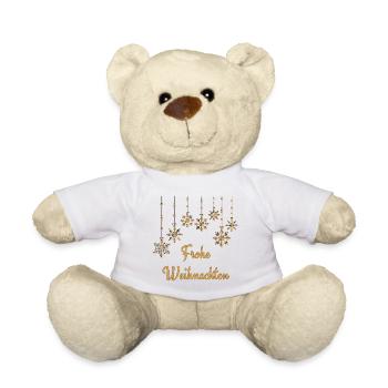 Text Frohe Weihnachten dekorative Schneeflocken - Teddy - Weiß - Vorne