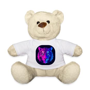 Neon Polygon Tiger: Magenta to Blue - Teddy Bear - white - Front