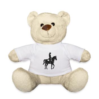 Pferd und Pferd - Cooles Silhouetten-Logo - Teddy - Weiß - Vorne