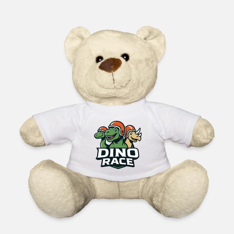 Logo Course de Dinosaure DinoRace - Nounours - blanc