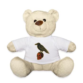Rabe auf Schädel im Goldlook - Teddy - Weiß - Vorne