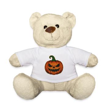 Glittering Spooky Pumpkin - Teddy Bear - white - Front