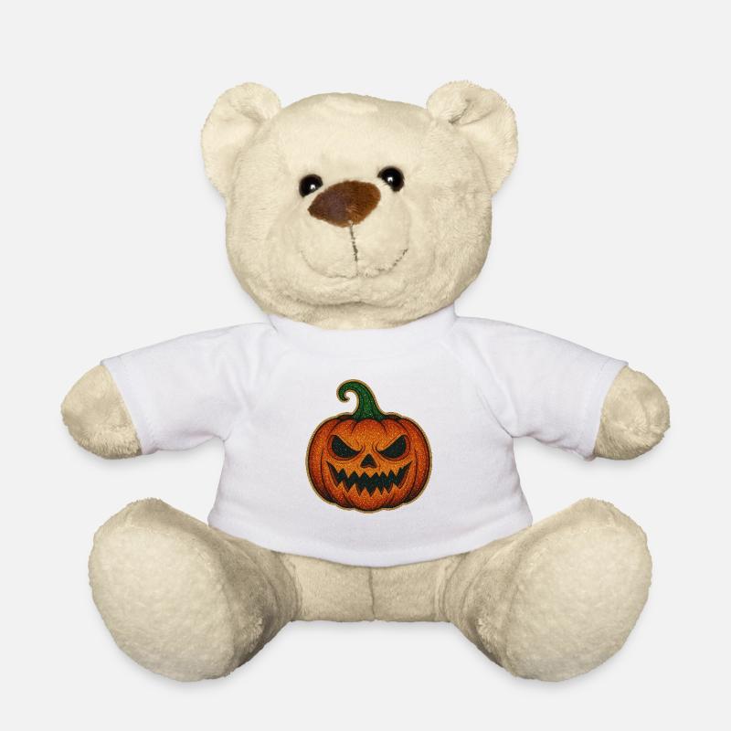Glitzernder Gruselkürbis - Teddy - Weiß