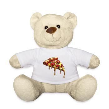 Shiny salami pizza with basil - Teddy Bear - white - Front