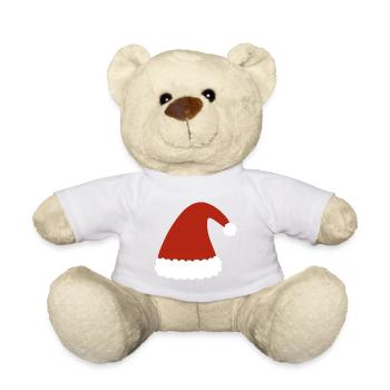 Rote Nikolausmütze mit Fellbesatz - Teddy - Weiß - Vorne