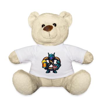 Cyber Pretzel with Beer and Heart Design - Teddy Bear - white - Front