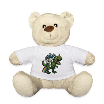 Astronaut Riding Unicorn T-Rex - Teddy Bear - white - Front