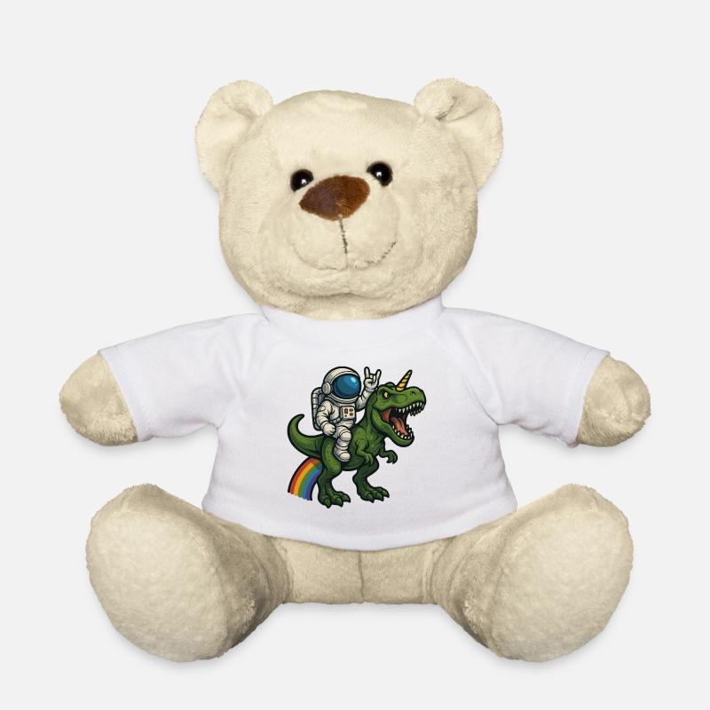 Astronaut Riding Unicorn T-Rex - Teddy Bear - white