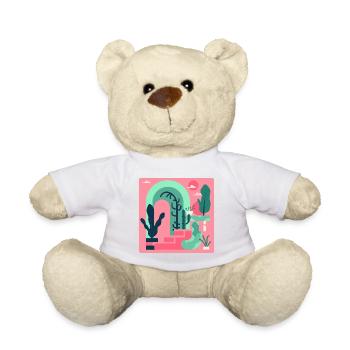 Abstrakte Gartenlandschaft in Pink Retro‑Stil - Teddy - Weiß - Vorne