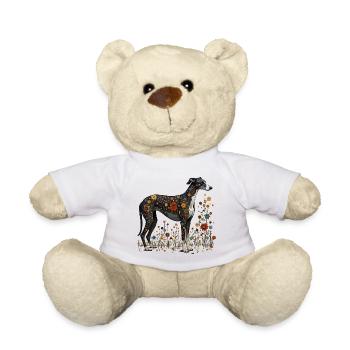 Chien & Fleurs Street Art - Nounours - blanc - Devant