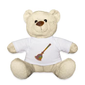 Rainbow Glitter Broom Magic - Teddy Bear - white - Front