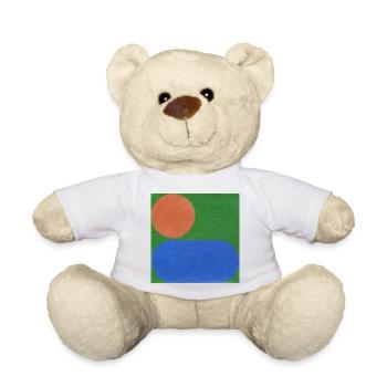 Orange Circle and Blue Rectangle - Teddy Bear - white - Front