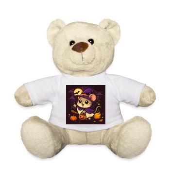 Cute Halloween Mouse as a Witch - Teddy Bear - white - Front