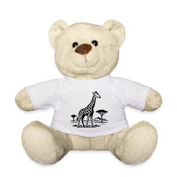 Giraffe silhouette in savannah country - Teddy Bear - white - Front
