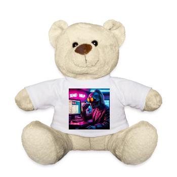 Cyberpunk Neon-Skull Hacker Send Help Design - Teddy - Weiß - Vorne