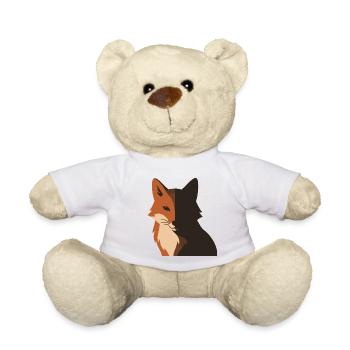 Red Fox Shadow Face Forest Nature Silhouette - Teddy Bear - white - Front
