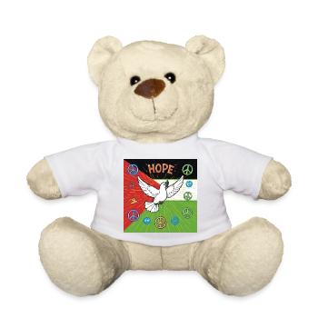 Dove of hope and signs of peace - Teddy Bear - white - Front